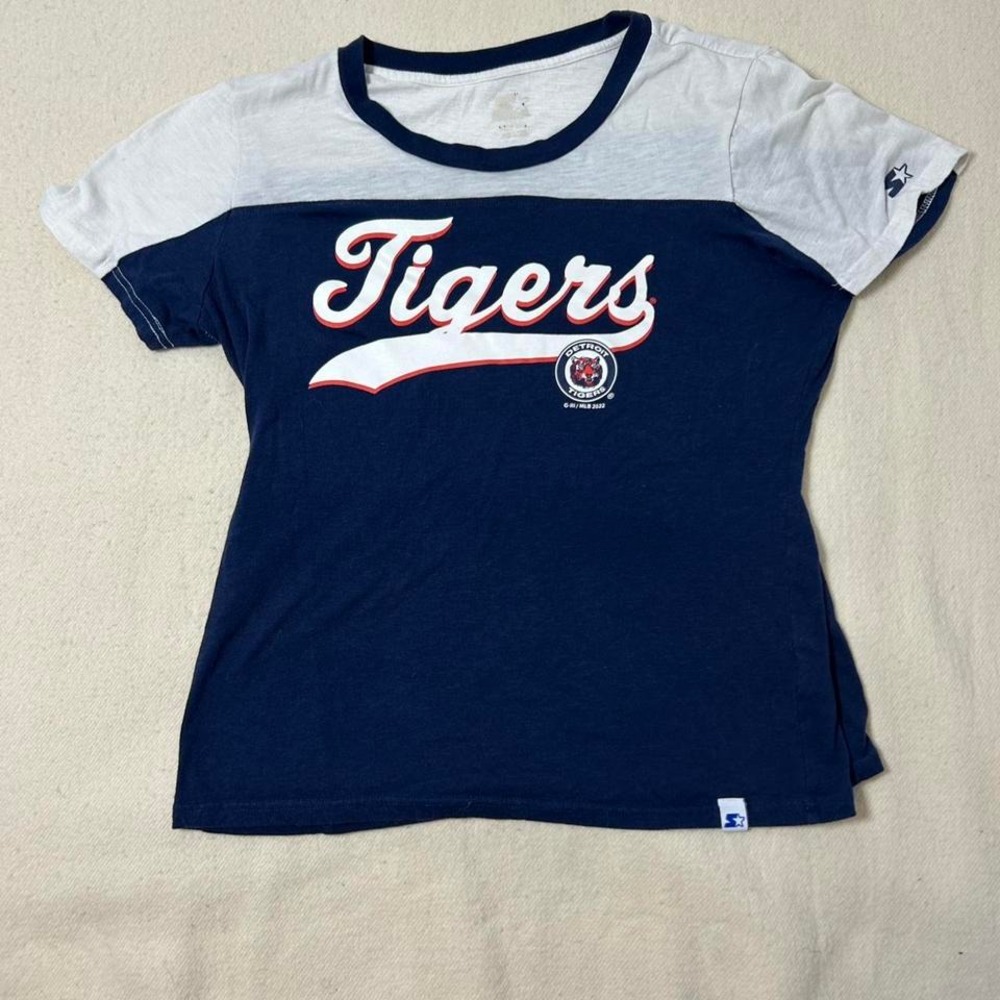 Navy and‎ white Detroit Tigers baseball shirt women's XL Starter #baseball